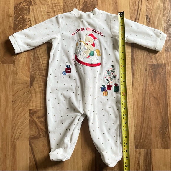 3/$25 Baby's First Christmas Footie One Piece Pajamas Little Me Button Up - Picture 9 of 11